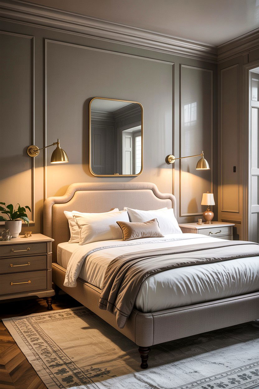 Greige Bedroom Brass Lighting - 30 greige bedroom ideas