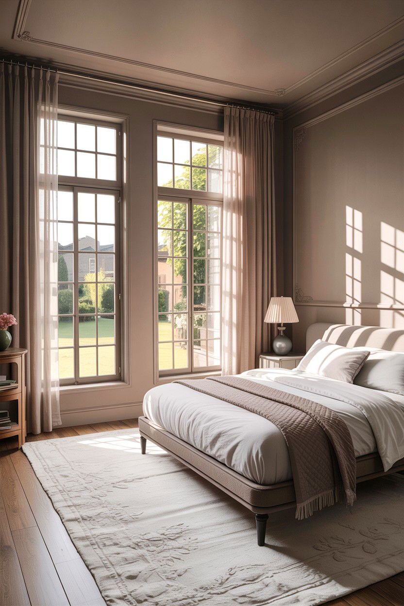 Greige Bedroom Large Windows - 30 greige bedroom ideas