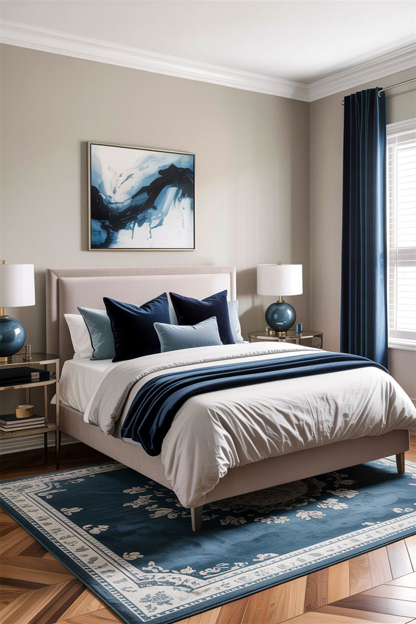 Greige and Blue Bedroom - 30 greige bedroom ideas