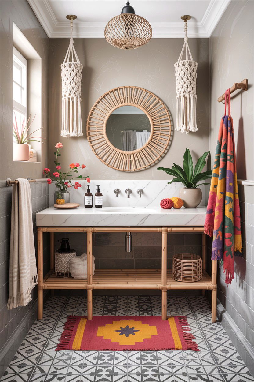 Greige bohemian bathroom - 30 greige bathroom ideas