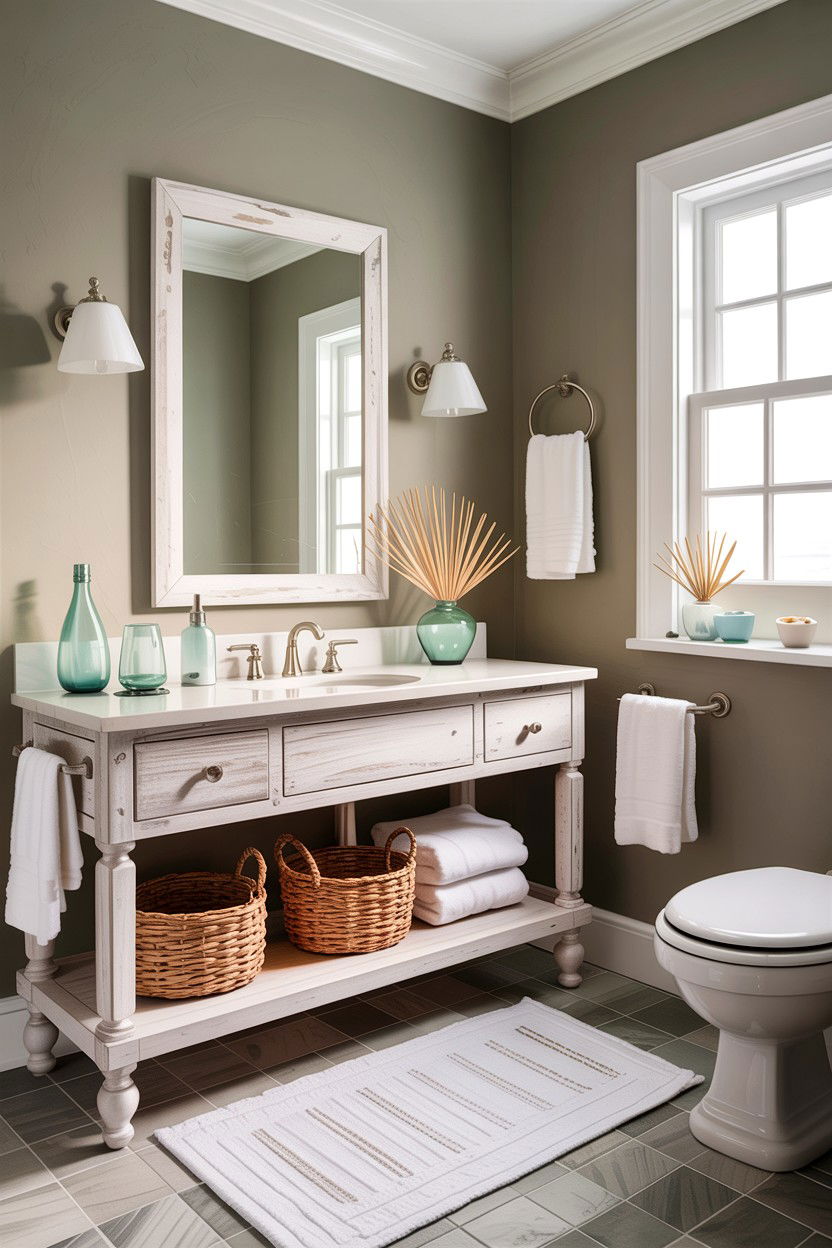Greige coastal bathroom - 30 greige bathroom ideas