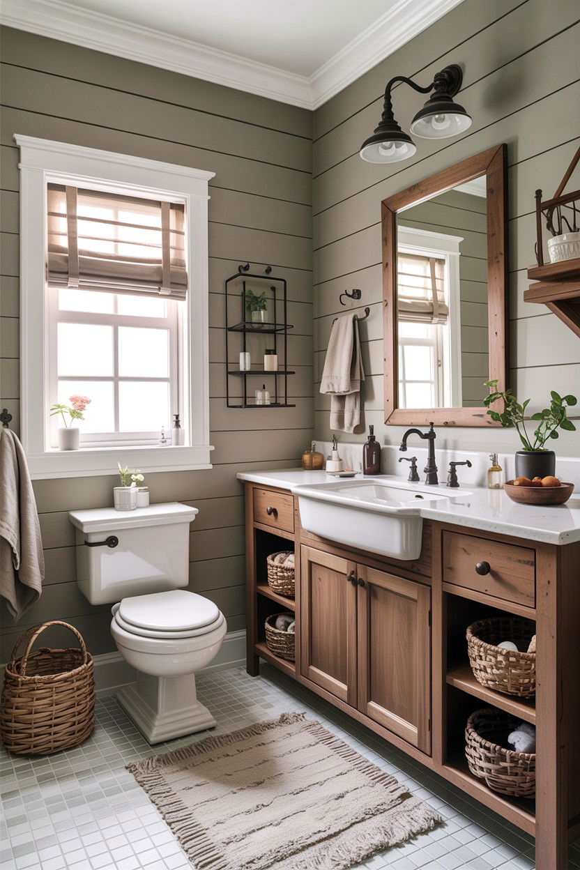 Greige farmhouse bathroom - 30 greige bathroom ideas