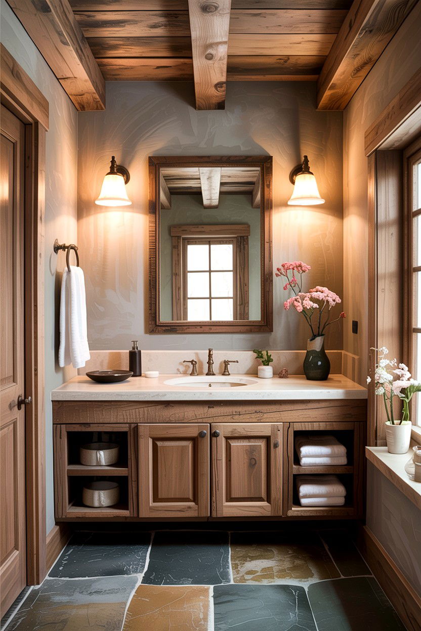 Greige rustic bathroom - 30 greige bathroom ideas
