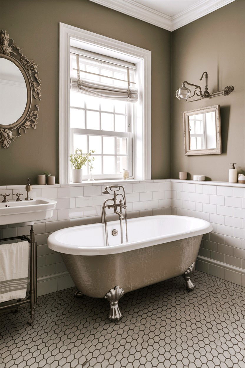 Greige vintage bathroom - 30 greige bathroom ideas
