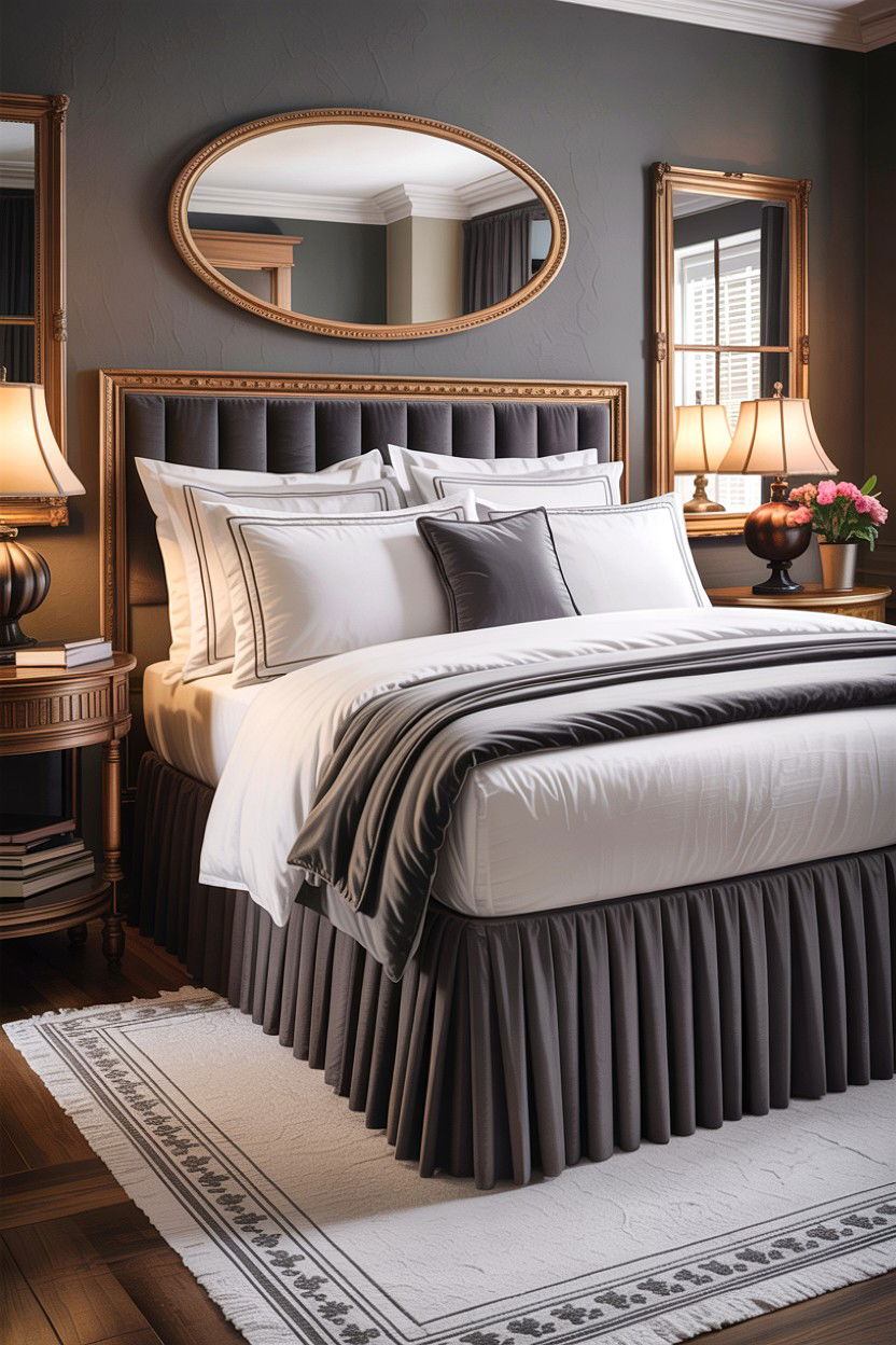 Grey Box Pleat Bed Skirt - 30 bedroom bed skirts