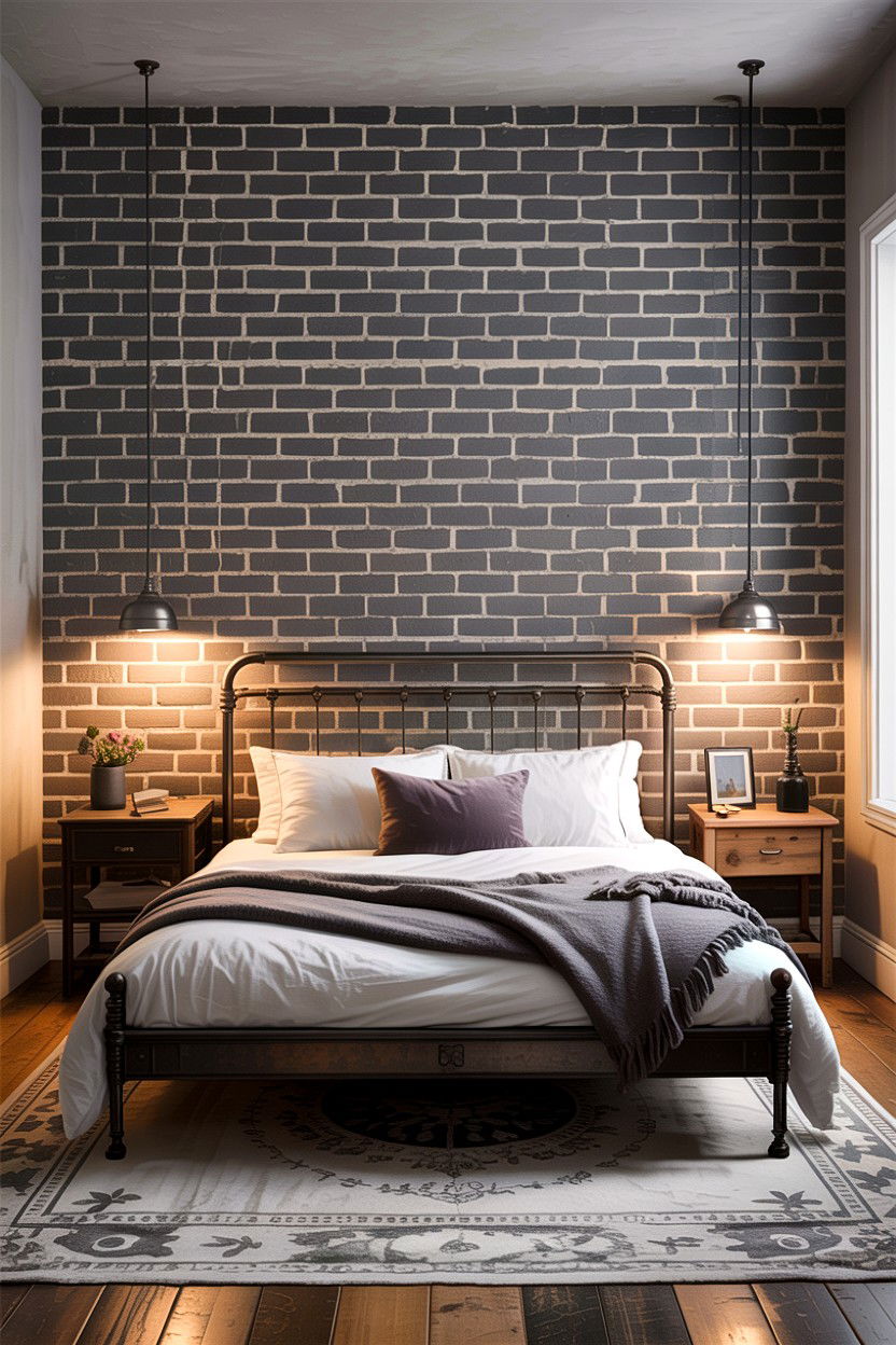 Grey Brick Wall Bedroom - 30 rustic grey bedroom ideas