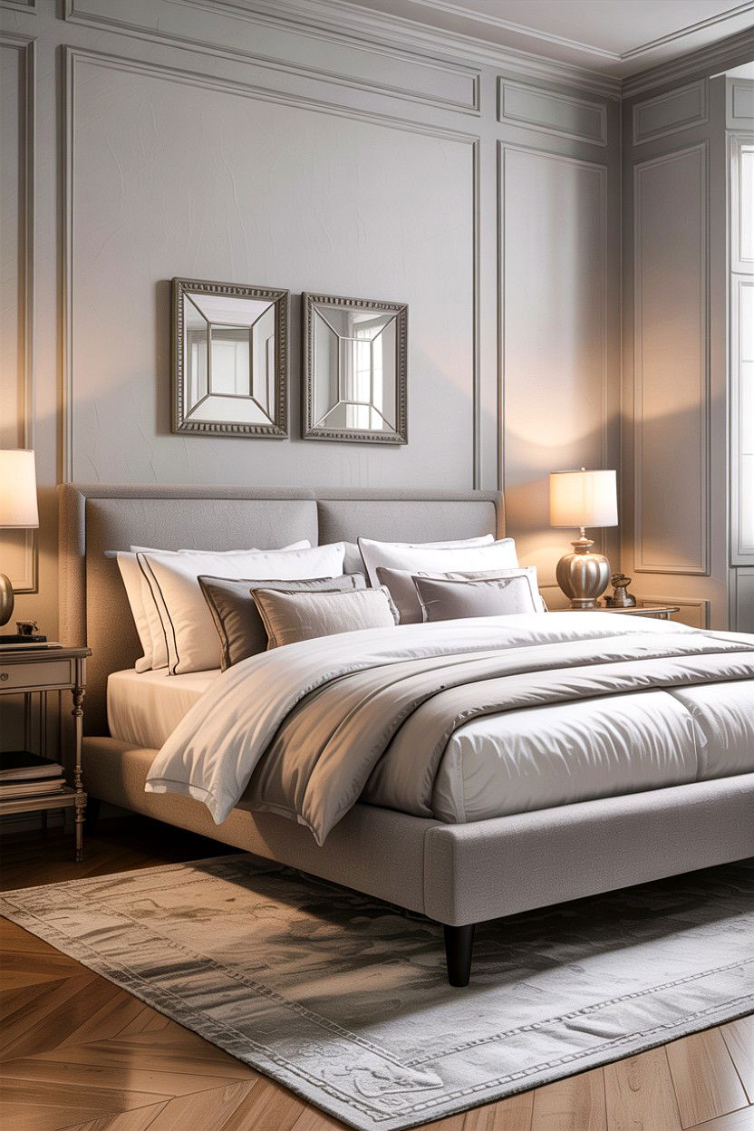 Grey Fabric Platform Bed - 30 bedroom low profile beds