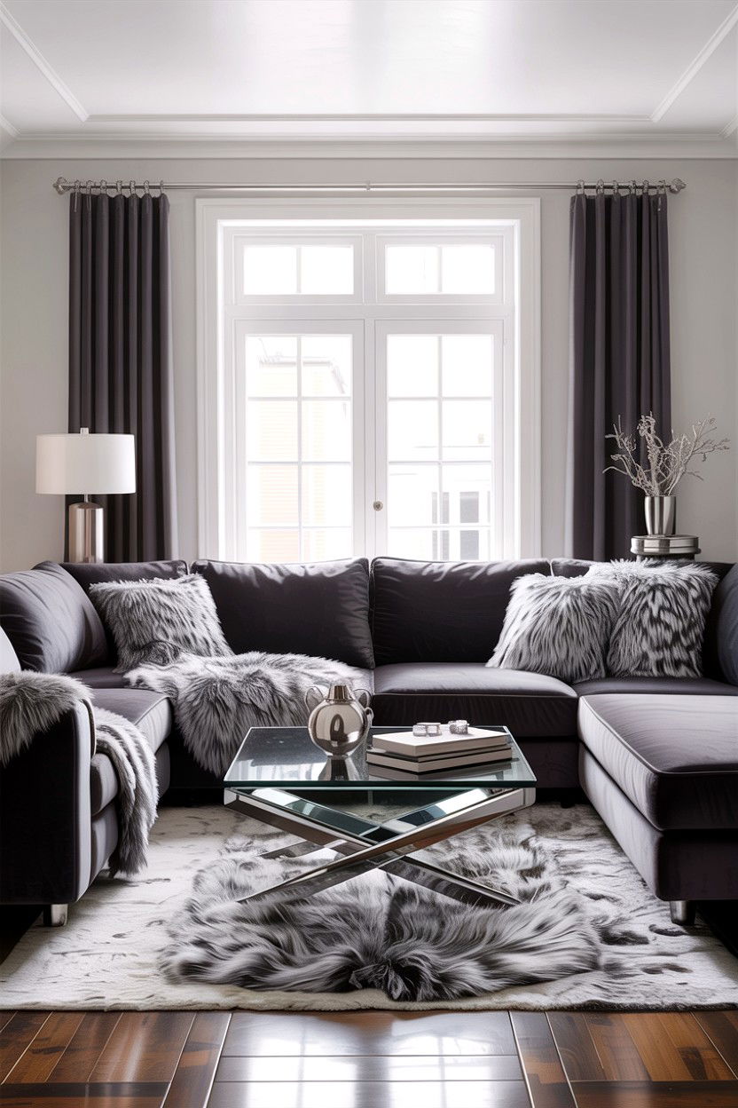 Grey Faux Fur Living Room - 30 faux fur living room ideas