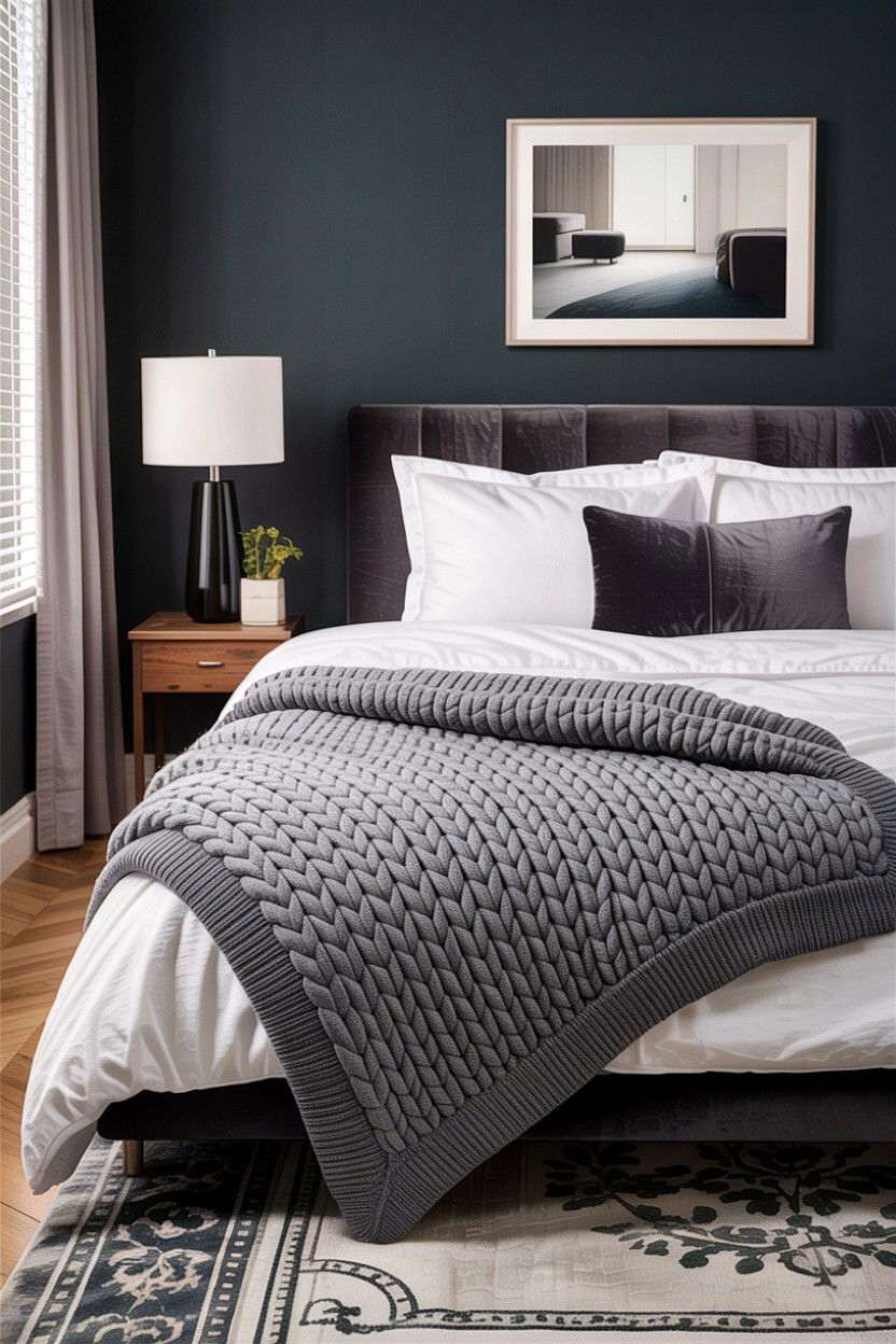 Grey Knit Throw - 30 bedroom knit blankets