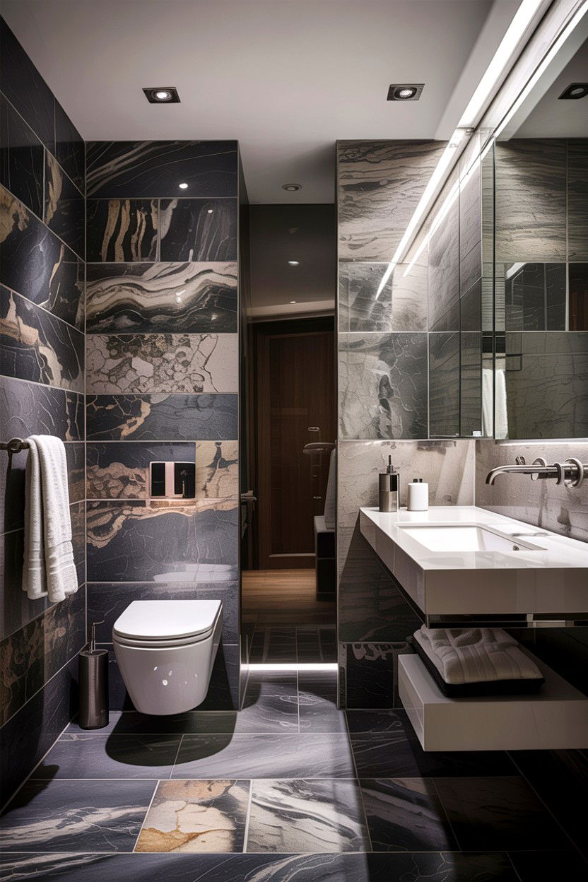 Grey Limestone Contemporary Bathroom - 30 limestone bathroom ideas