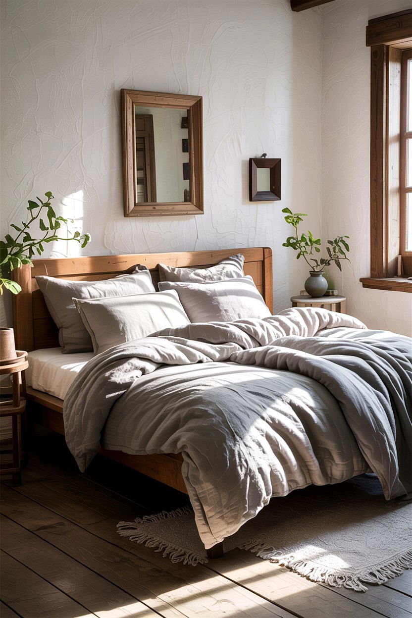 Grey Linen Bedding Set - 30 rustic grey bedroom ideas