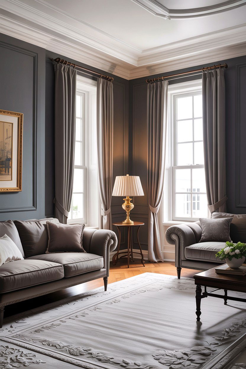 Grey Living Room Crown Molding - 30 traditional grey living room ideas