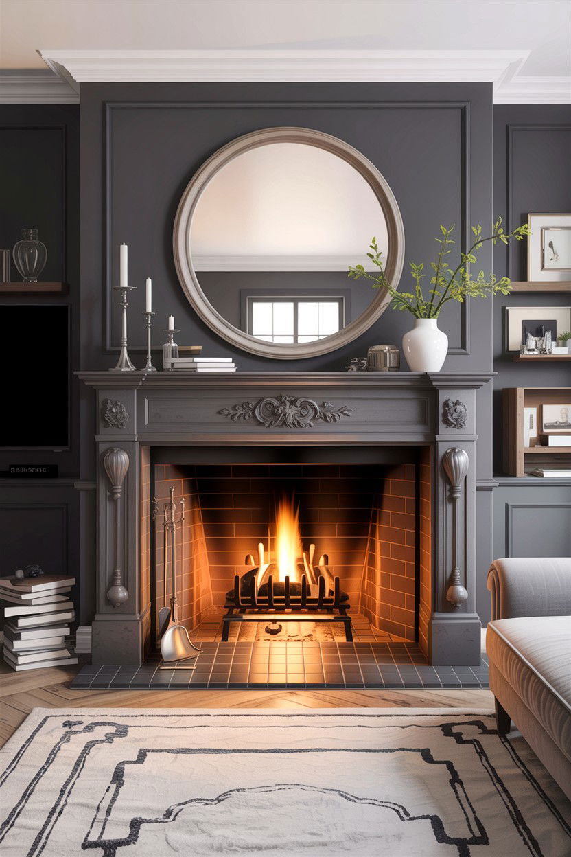 Grey Living Room Fireplace - 30 traditional grey living room ideas