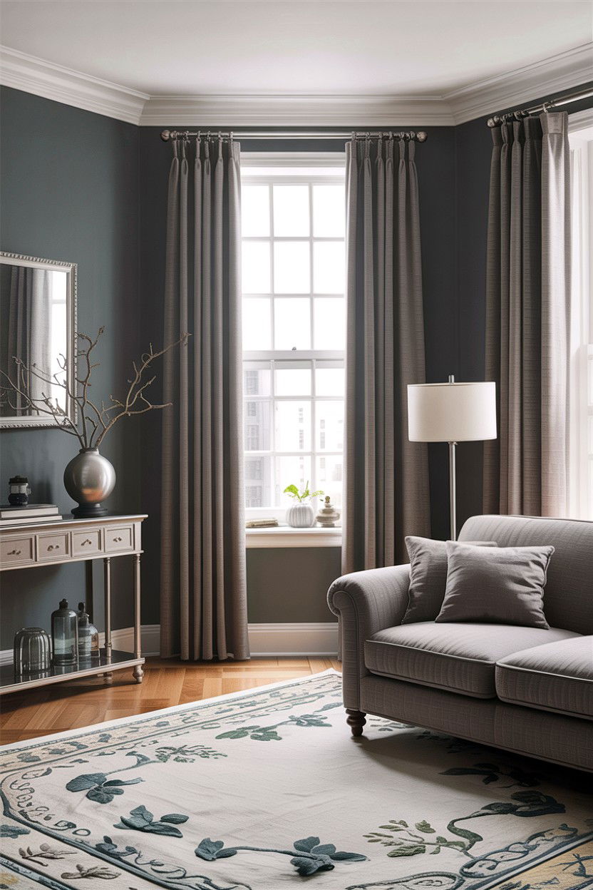 Grey Living Room Floor To Ceiling Curtains - 30 traditional grey living room ideas