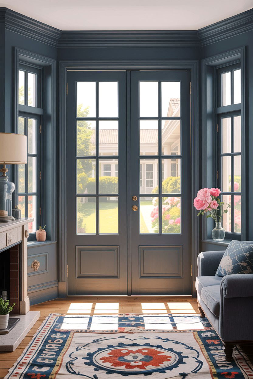 Grey Living Room French Doors - 30 traditional grey living room ideas