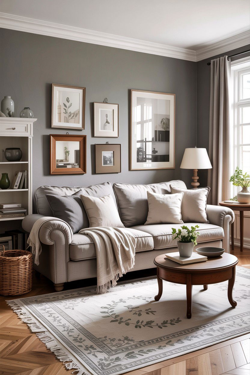 Grey Living Room Neutral Palette - 30 traditional grey living room ideas