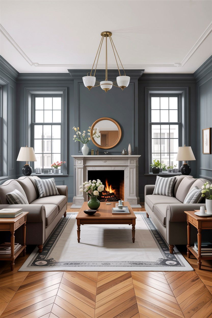 Grey Living Room Symmetrical Layout - 30 traditional grey living room ideas