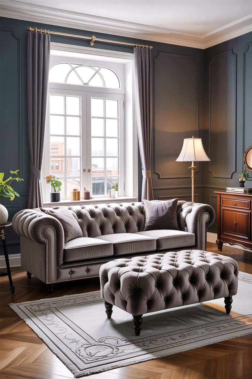 Grey Living Room Tufted Furniture - 30 traditional grey living room ideas