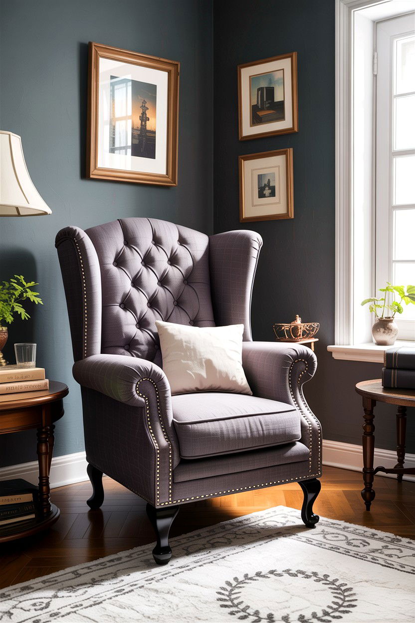 Grey Living Room Wingback Chair - 30 traditional grey living room ideas