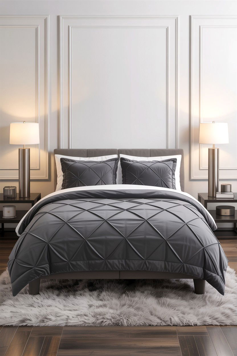 Grey Pintuck Comforter - 30 bedroom comforter sets