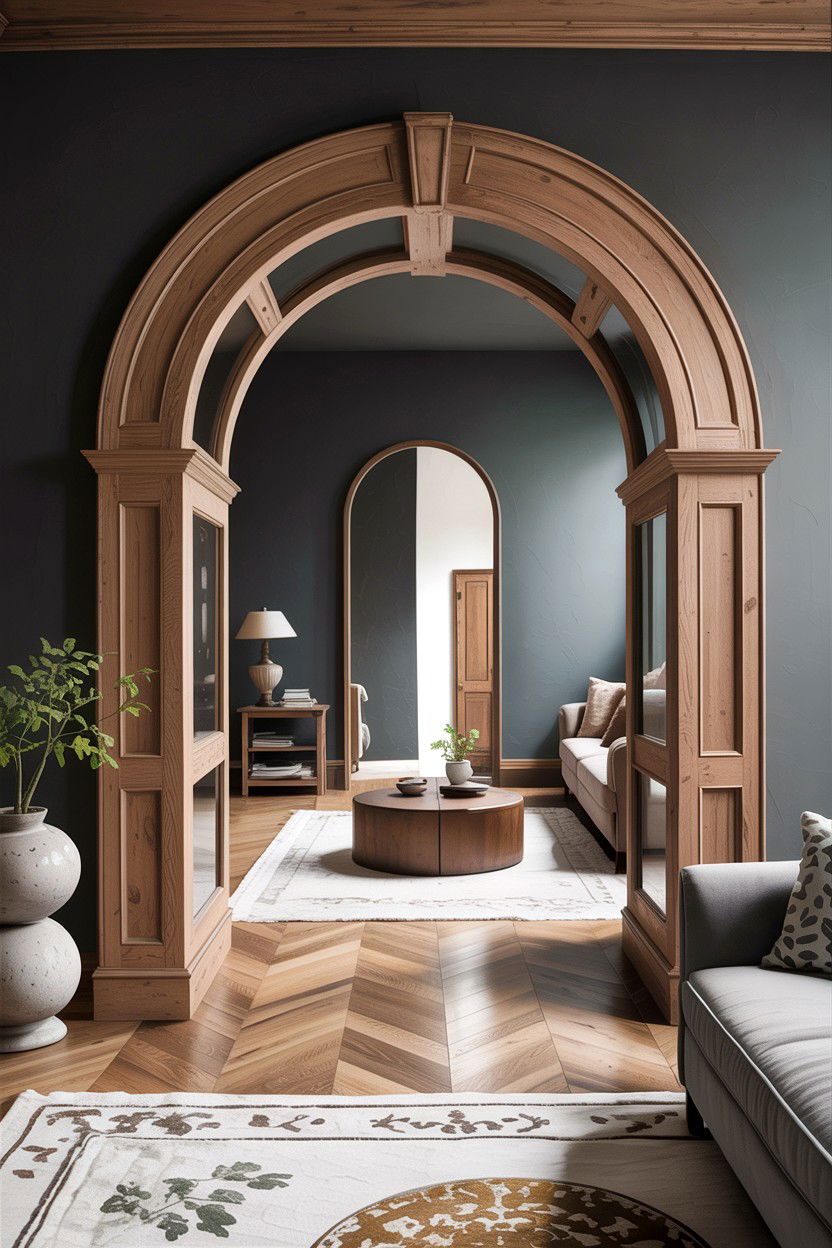 Grey Rustic Living Room With Arched Doorway - 30 rustic grey living room ideas
