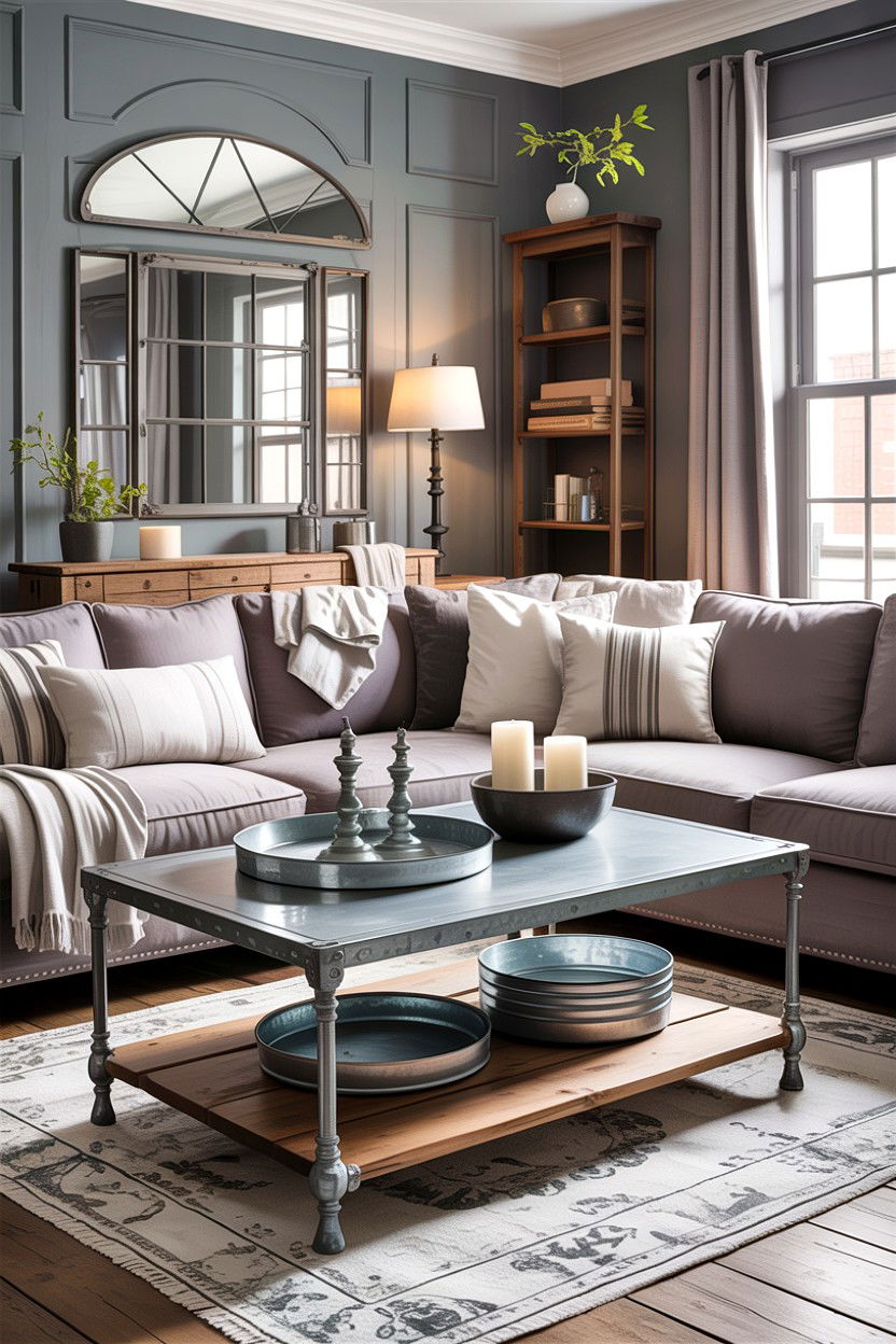 Grey Rustic Living Room With Metal Accents - 30 rustic grey living room ideas