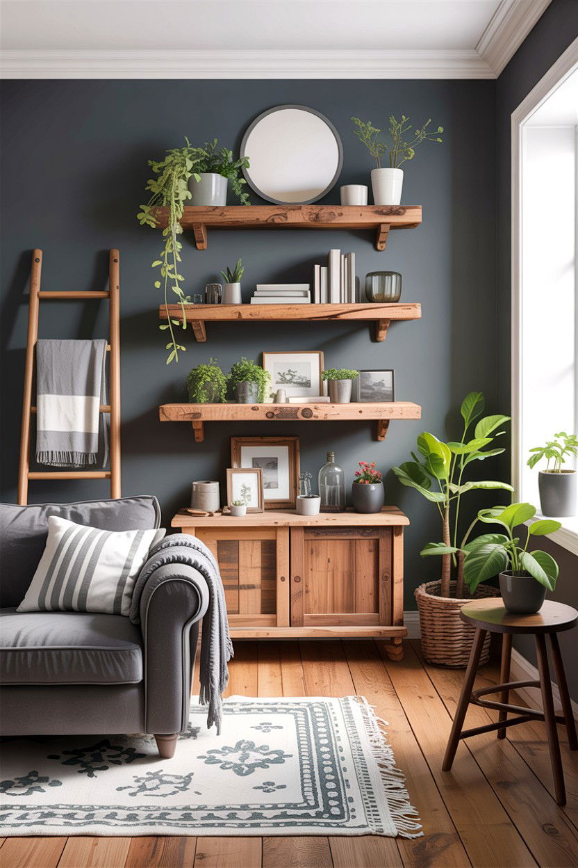 Grey Rustic Living Room With Wood Accents - 30 rustic grey living room ideas