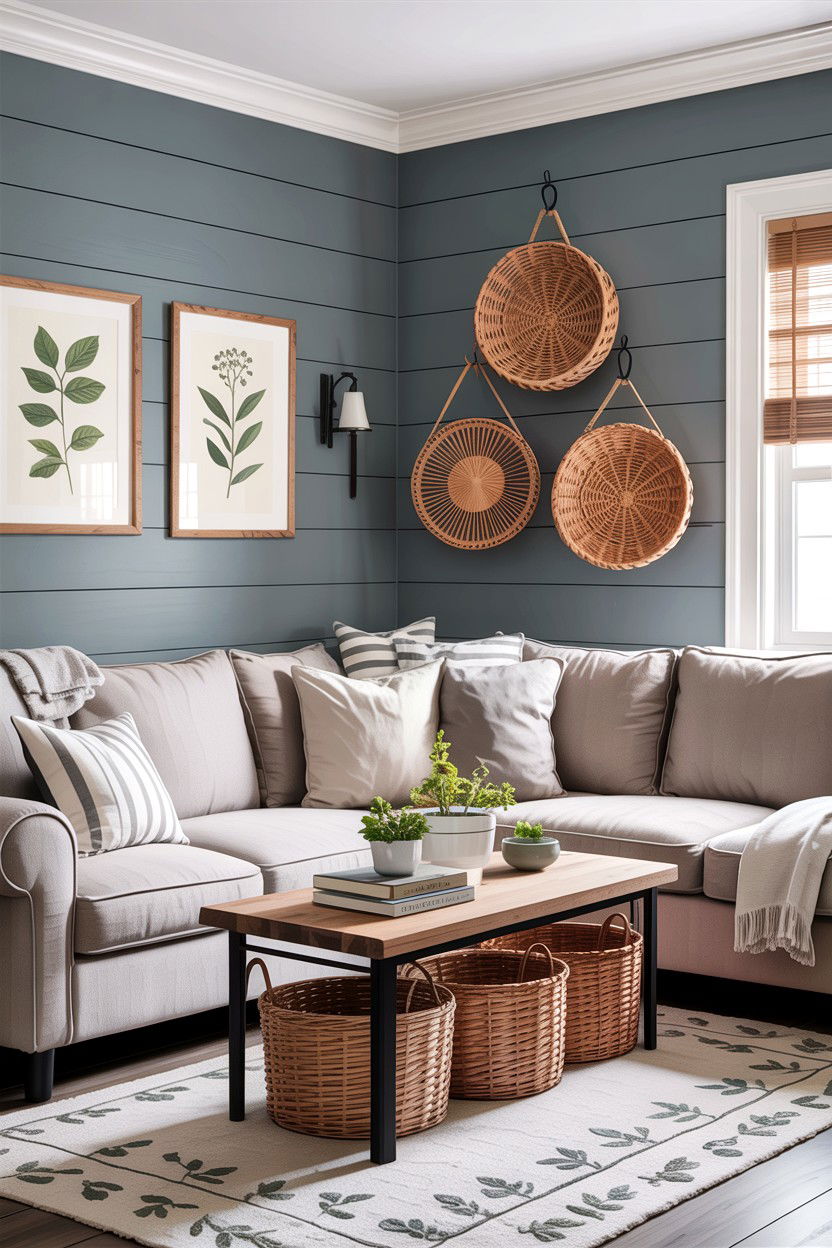 Grey Shiplap Living Room - 30 rustic grey living room ideas