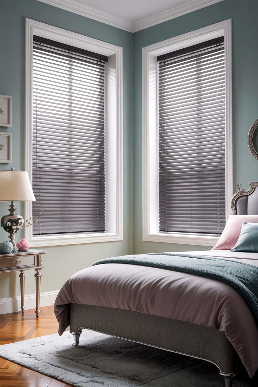 Grey Venetian Blinds - 30 bedroom venetian blinds