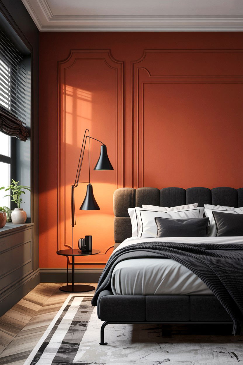 Grey and Terracotta Bedroom - 30 bedroom terracotta walls