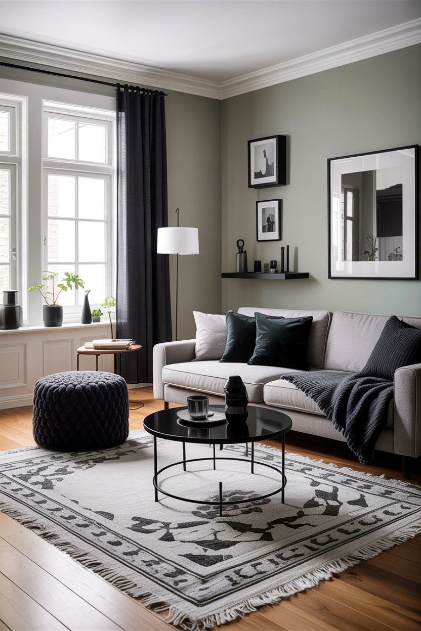 Grey and black palette - 30 scandinavian black living room ideas