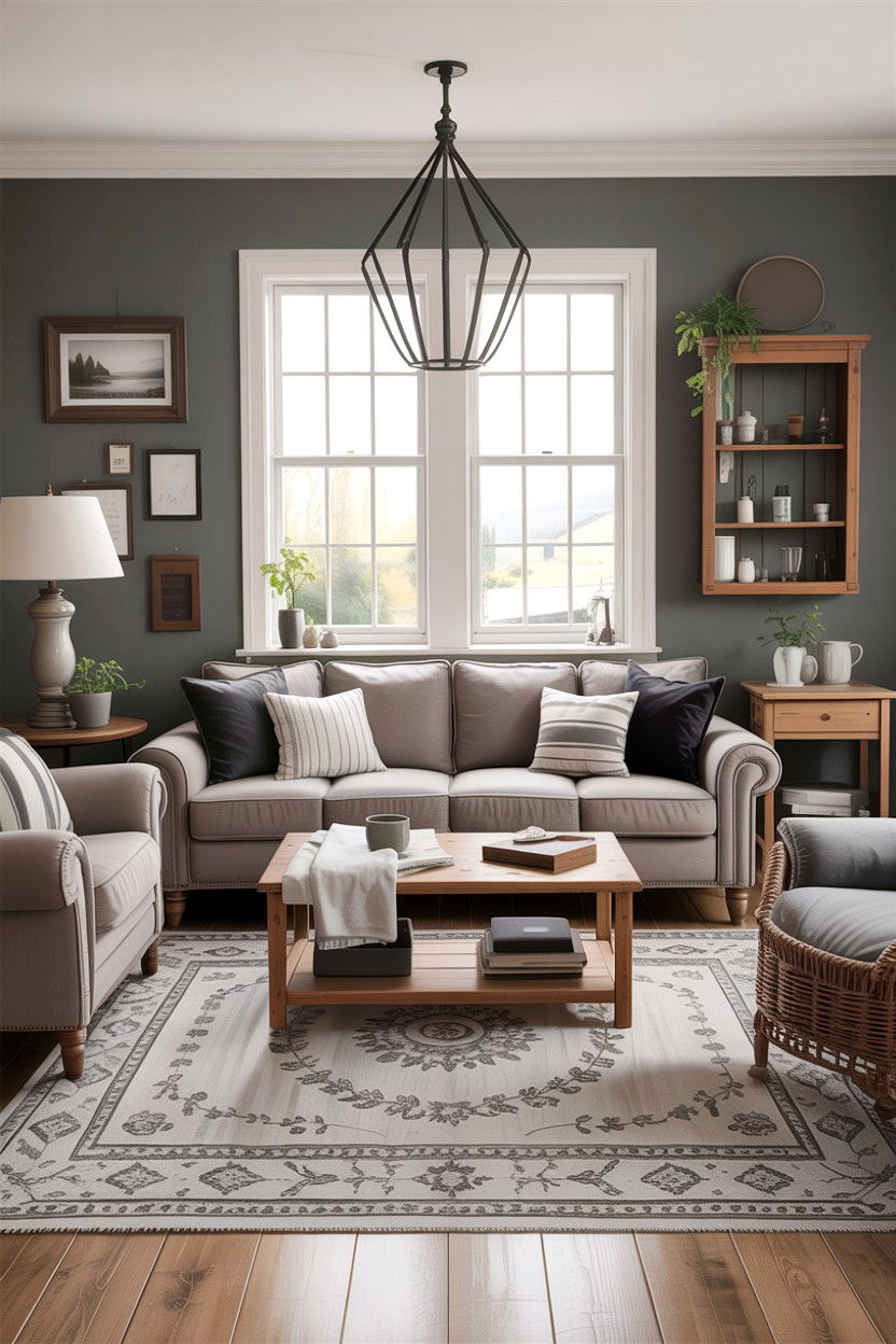 Grey farmhouse living room - 30 farmhouse living room ideas