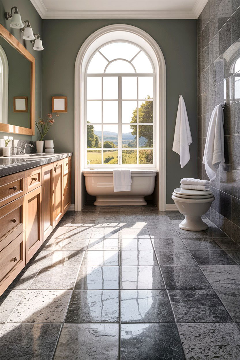 Grey granite floor - 30 granite bathroom ideas