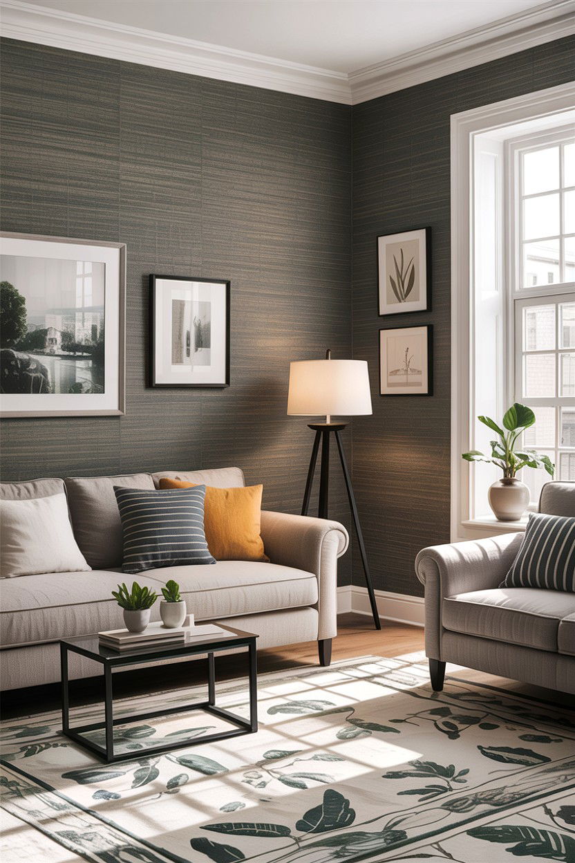 Grey grasscloth wallpaper - 30 living room grasscloth wallpapers