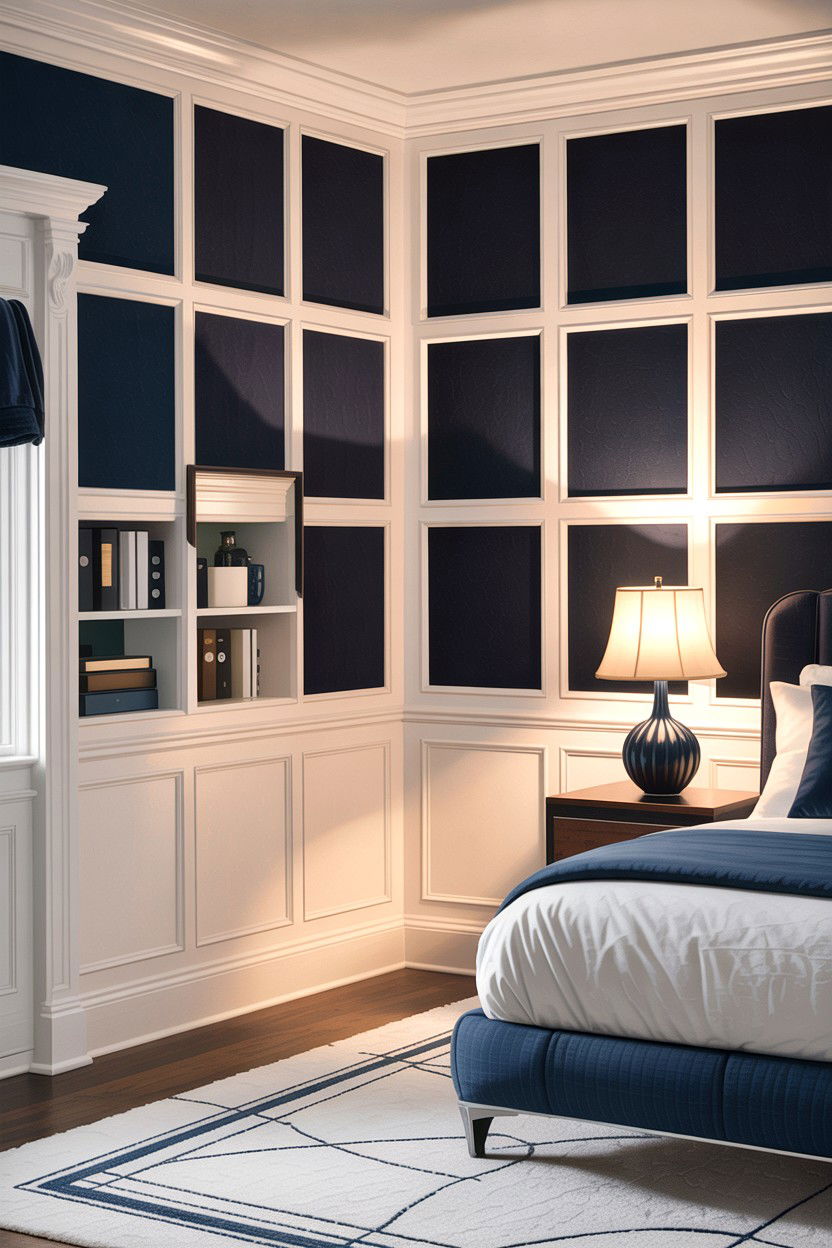 Grid Pattern Wainscoting - 30 bedroom wainscoting ideas