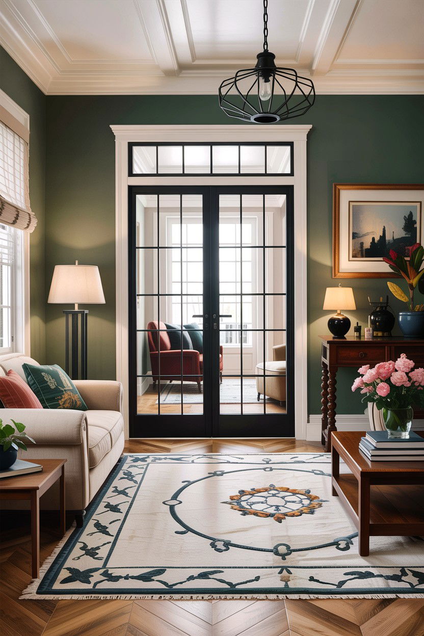 Grid pattern glass door - 30 living room glass doors