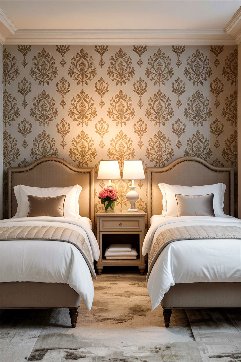 Guest Bedroom Damask Wallpaper - 30 bedroom damask wallpapers