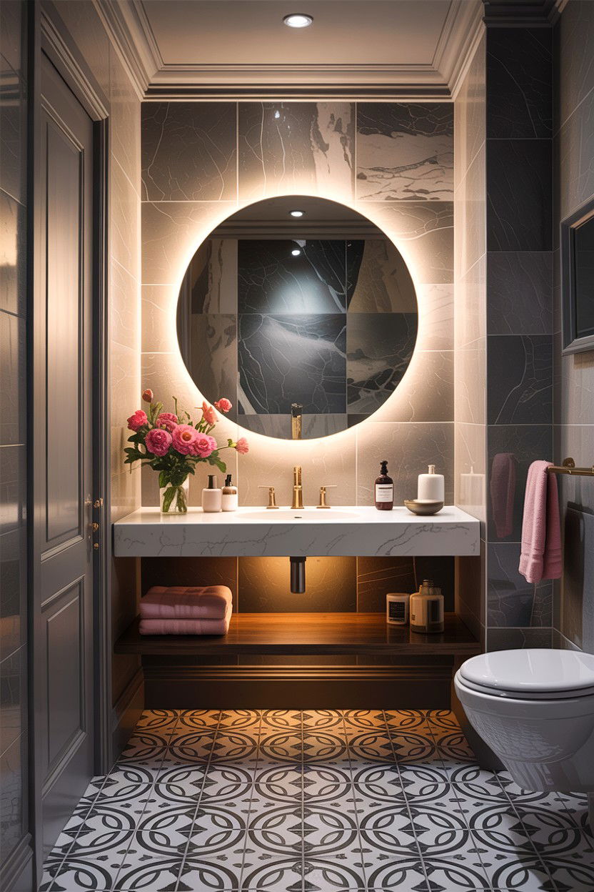 Guest bathroom backlit mirror - 30 backlit bathroom mirror ideas