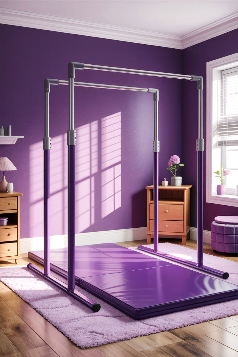 Gymnastics bar setup - 30 gymnastics bedroom ideas