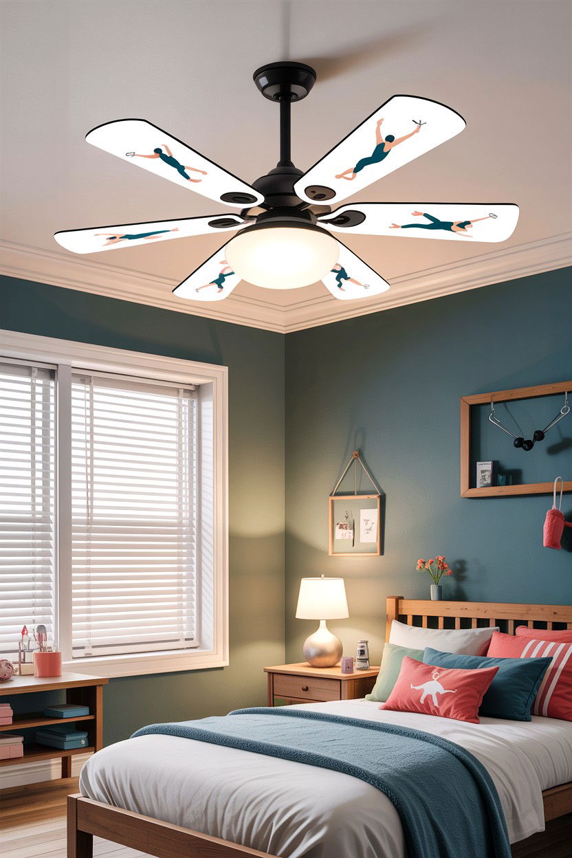 Gymnastics ceiling fan - 30 gymnastics bedroom ideas