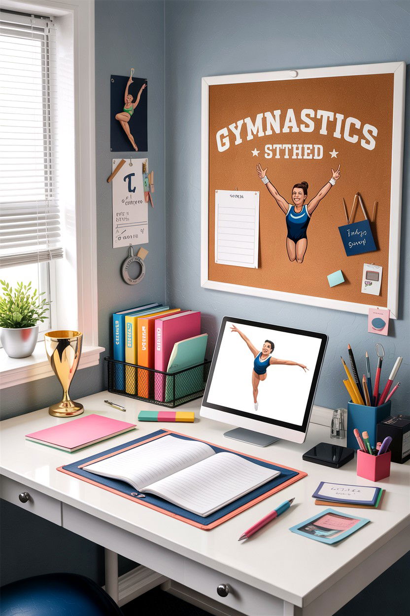 Gymnastics desk setup - 30 gymnastics bedroom ideas