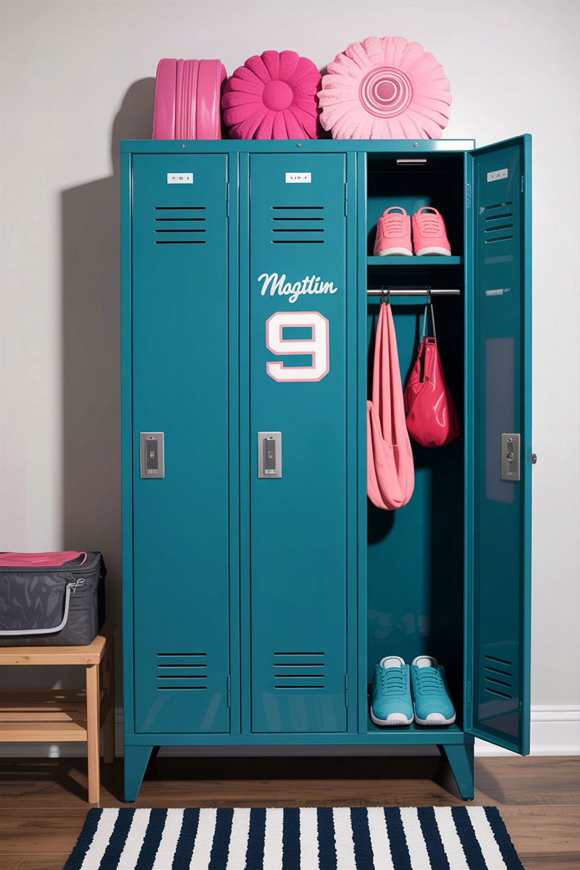 Gymnastics locker - 30 gymnastics bedroom ideas