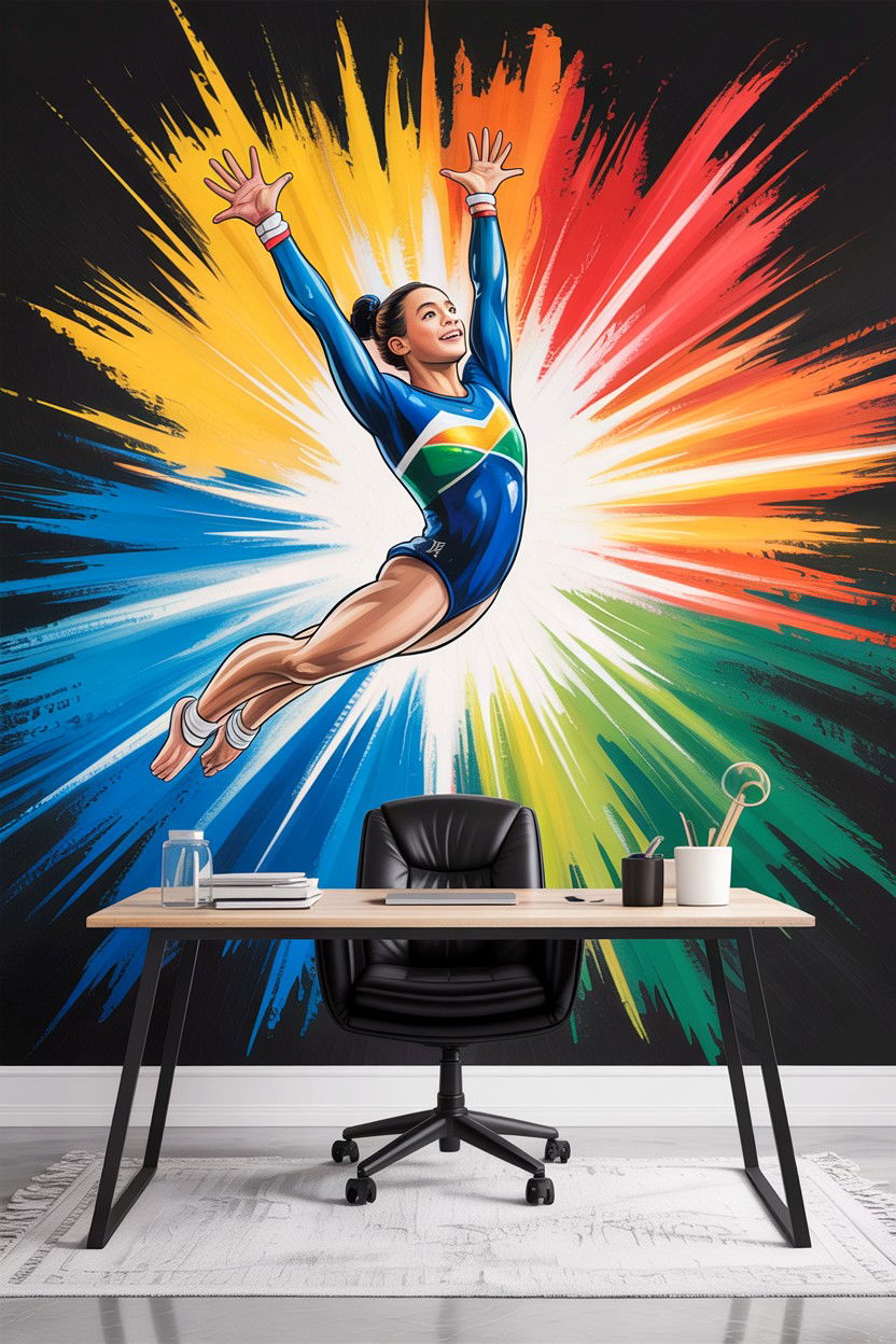 Gymnastics mural - 30 gymnastics bedroom ideas