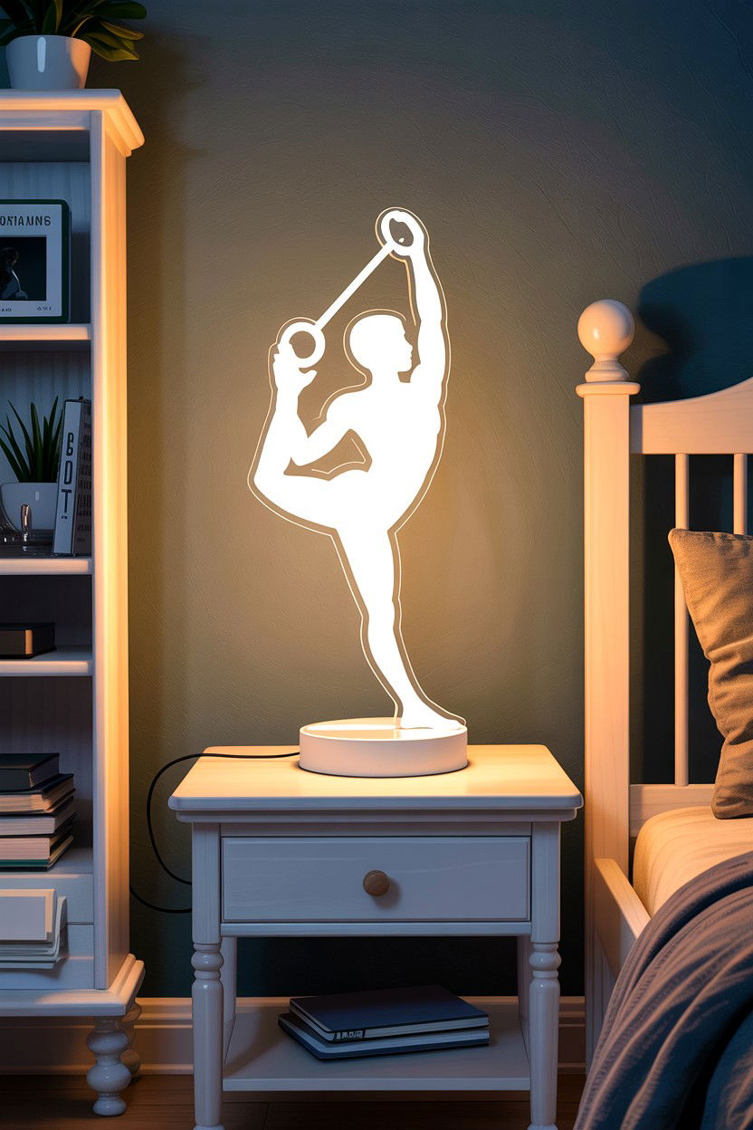 Gymnastics silhouette lamp - 30 gymnastics bedroom ideas