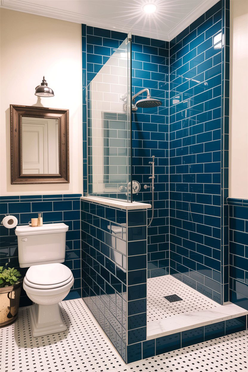 Half Wall Shower - 30 bathroom asymmetry ideas