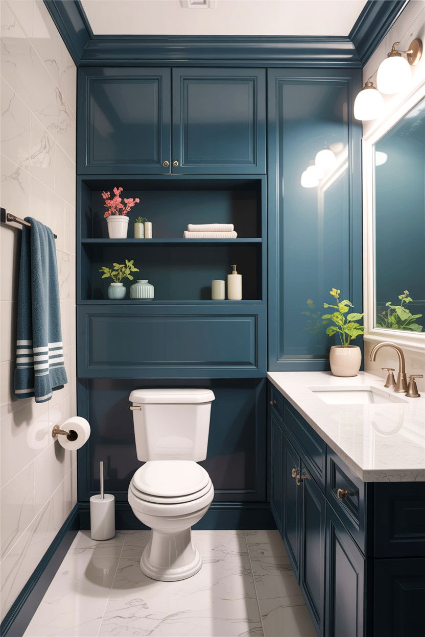 Half Wall Storage - 30 bathroom built-in storage ideas