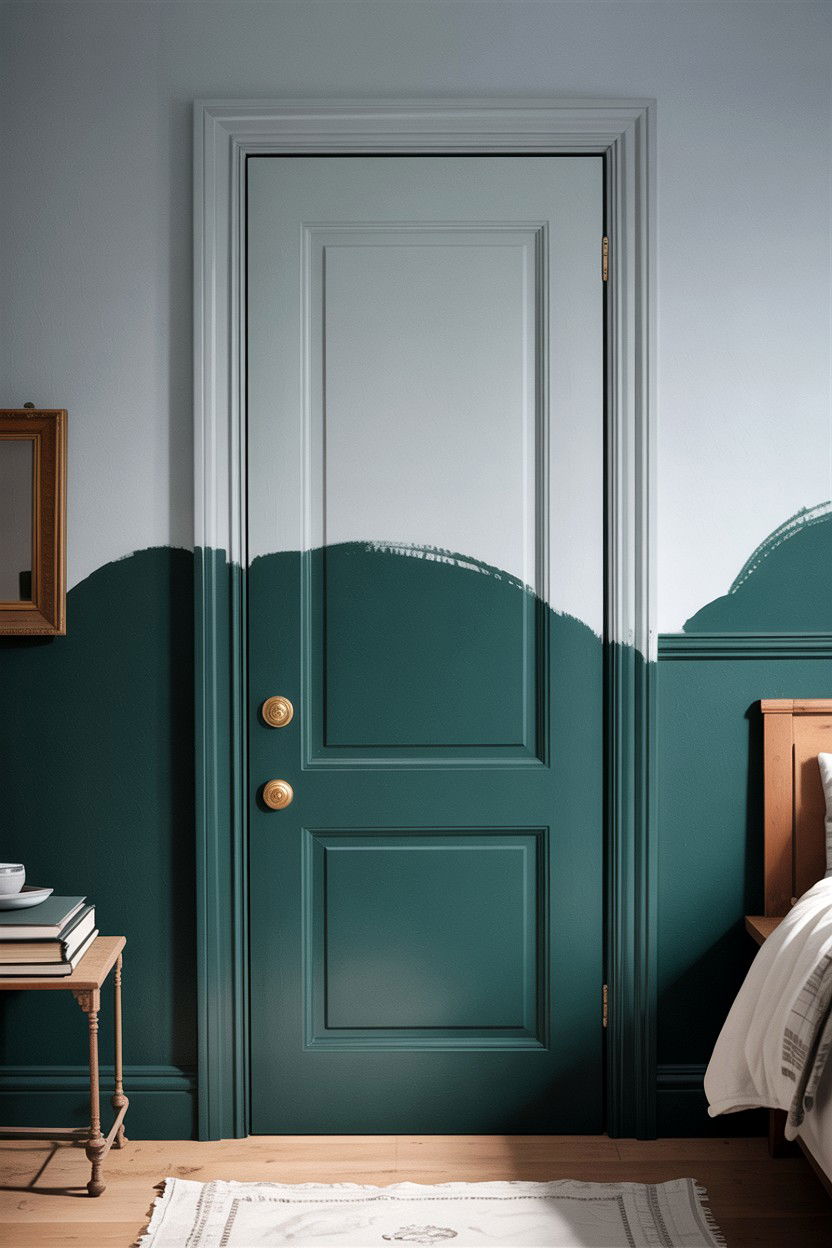 Half painted wall including door - 30 bedroom half painted walls