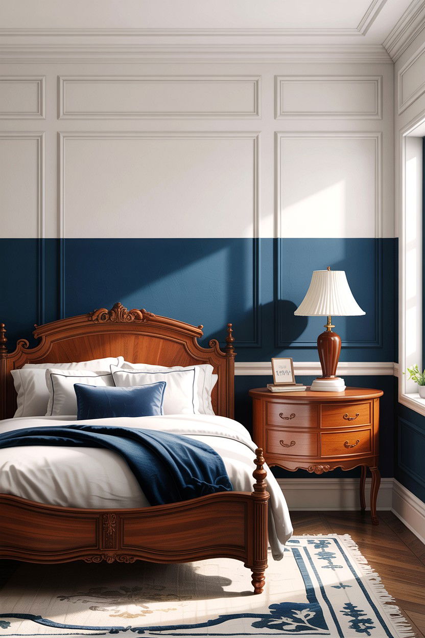 Half painted wall with molding - 30 bedroom half painted walls