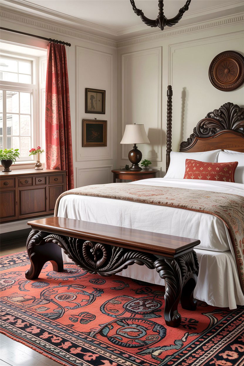 Hand Carved Bench - 30 African bedroom ideas