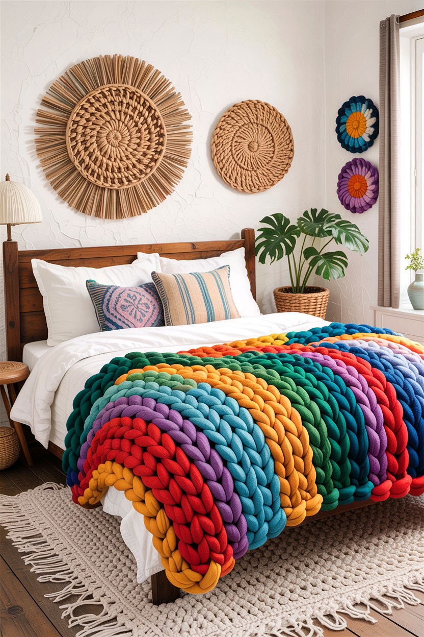 Hand Knit Chunky Blanket - 30 bedroom knit blankets